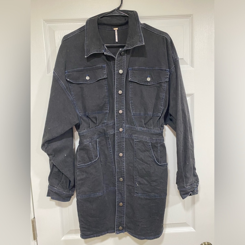 Free People Black Denim Dress